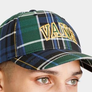 VANS NWT Logo Structured Jockey Snapback Hat In Eden Plaid